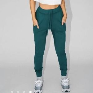 Joah Brown Stadium Joggers Sweatpants Women's Sz XS/S Emerald Green Drawstring
